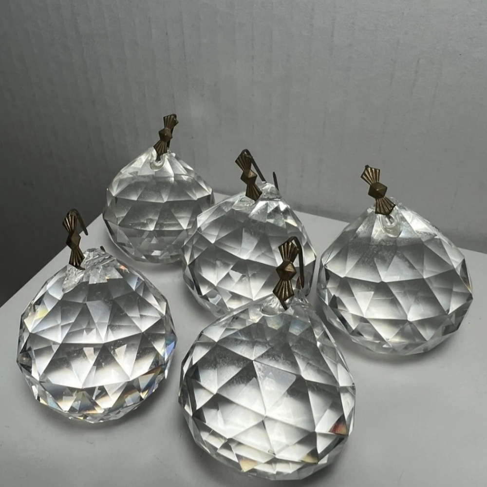 Vintage Crystal Glass Round Prisms for  Chandelier 1.5” Diameter Lot of 5 - Picture 3 of 4